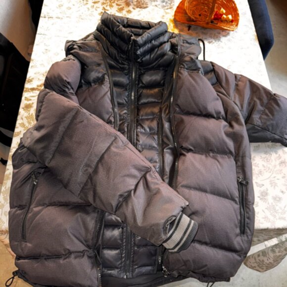 OOKPIK Men’s Down Puffer Jacket - Charcoal/Black - Picture 2 of 3